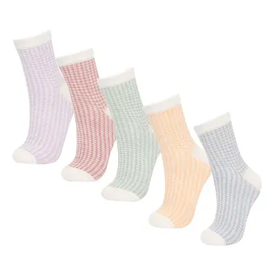 DEFACTO Women's 5-Piece Cotton Long Socks