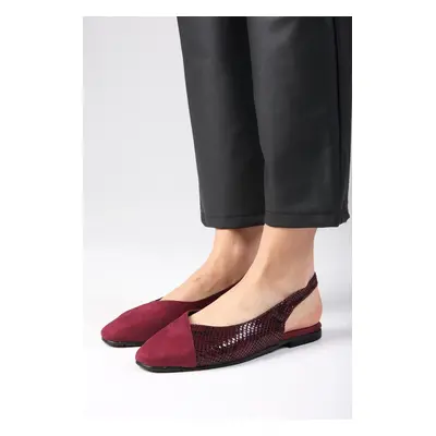 Mio Gusto Debby Women's Claret Red Flat Flat Flat Shoes with Open Back.