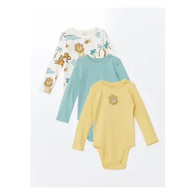 LC Waikiki 3-Piece Crew Neck Long Sleeve Printed Baby Boy Bodysuit