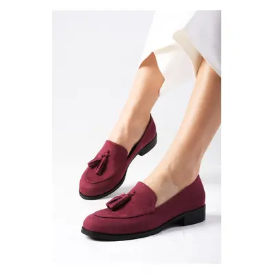 Mio Gusto Iris Women's Claret Red Suede Oxford Casual Flat Shoes