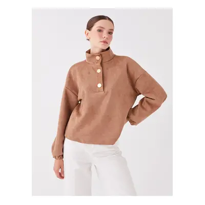 LC Waikiki High Collar Plain Long Sleeve Oversize Women's Sweatshirt