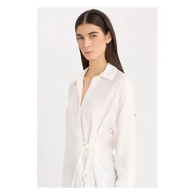 DEFACTO Oversize Wide Fit Buttoned Long Sleeve White Shirt