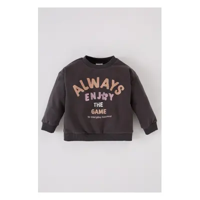 DEFACTO Baby Girl Crew Neck Printed Sweatshirt