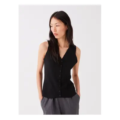 LC Waikiki Women's V-Neck Plain Knitwear Vest