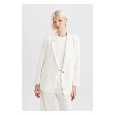 DEFACTO Oversize Fit Linen Blend Blazer Jacket