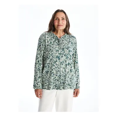 LC Waikiki LCW Lace-Up Collar Print Long Sleeve Women's Blouse