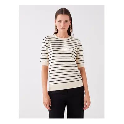 LC Waikiki Crew Neck Striped Short Sleeve Women's Knitwear Sweater