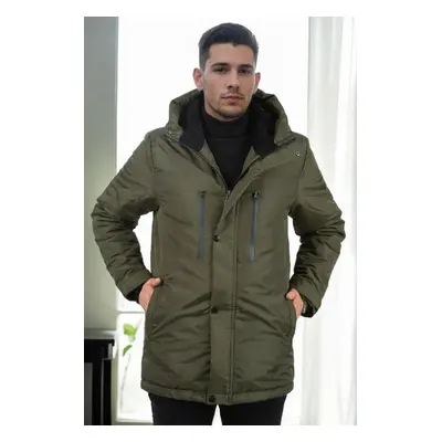 95968 Dewberry Hooded Coat Parka with Fleece Inside-Khaki