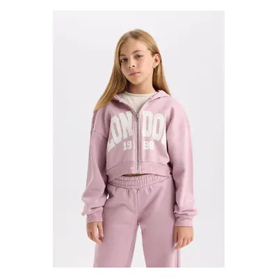 DEFACTO Girl 2-Piece Set Hooded Thick Zippered Sweatshirt Cardigan Jogger Sweatpants