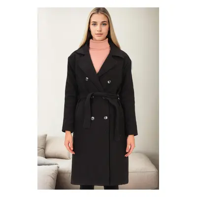 Z6765 DEWBERRY WOMEN'S COAT-BLACK-2