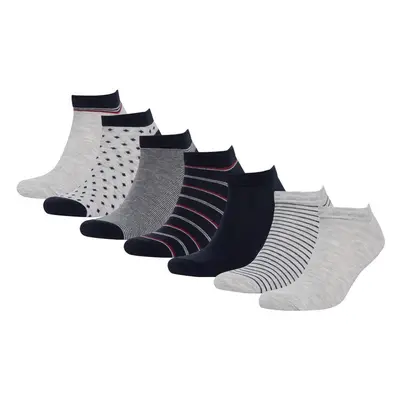 DEFACTO Men's Striped 7-Piece Cotton Booties Socks