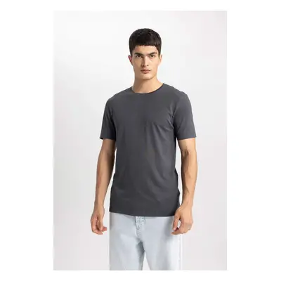 DEFACTO Slim Fit Slim Cut Crew Neck Premium Short Sleeve Cotton Basic T-Shirt