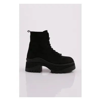 DGN Women's Zippered Lace-Up Thick Sole Boots.