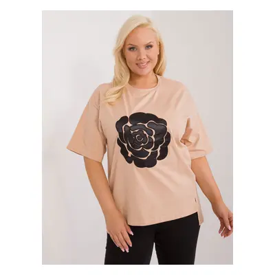 Camel dámská halenka plus size s nášivkou