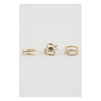 DEFACTO Women's 3-Piece Stone Gold Ring