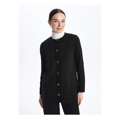 LC Waikiki Crew Neck Striped Long Sleeve Women's Knitwear Cardigan