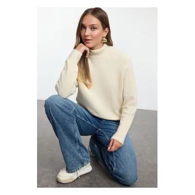 Trendyol Ecru Wool High Collar Knitwear Sweater