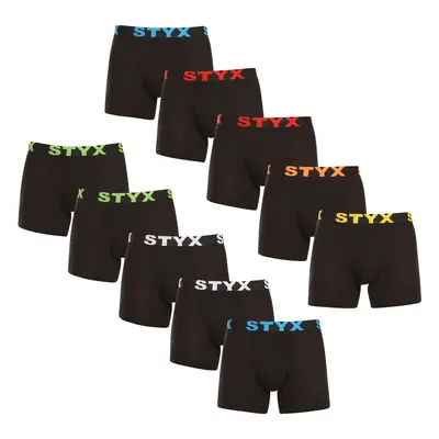 10PACK pánské boxerky Styx long sportovní guma černé