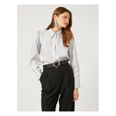 Koton Satin Shirt with Draped Shoulders