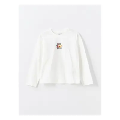 LC Waikiki Crew Neck Printed Long Sleeve Girls' T-Shirt