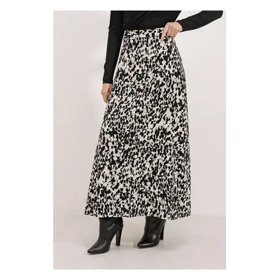 Bigdart Patterned Viscose Skirt - Black