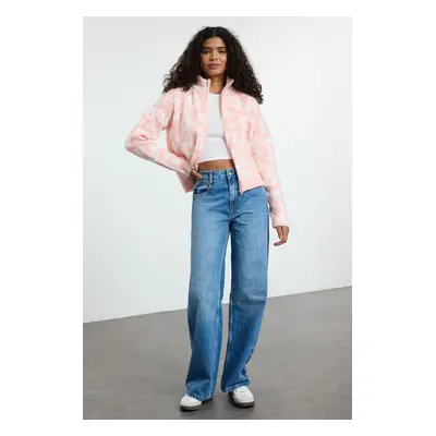 Trendyol Pink Boucle Jacket-Looking Knitwear Cardigan