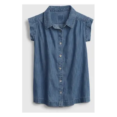 GAP Dětské šaty denim med button trough dress - Holky