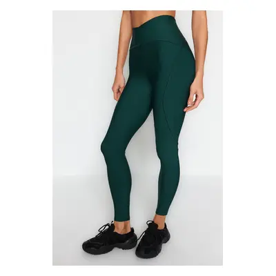 Sportovní legíny Trendyol Emerald Green Compression po celé délce