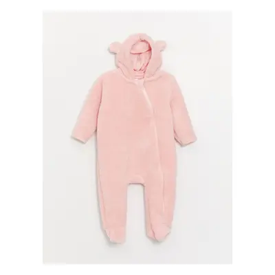 LC Waikiki Long Sleeve Hooded Baby Girl Plush Jumpsuit