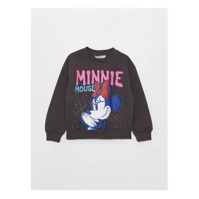 LC Waikiki Crew Neck Minnie Mouse Printed Long Sleeve Girl's Sweatshirt