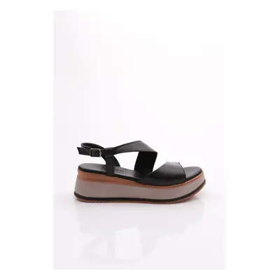 DGN Women's Sandals Genuine Leather Black