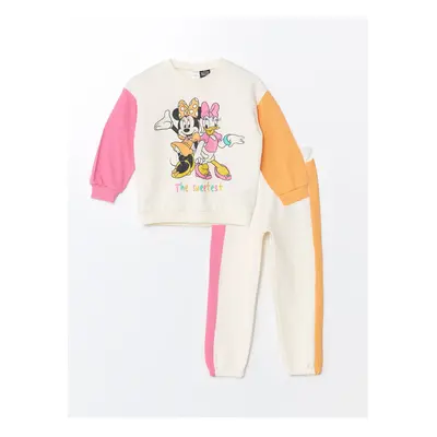 LC Waikiki Crew Neck Long Sleeve Minnie Mouse Printed Baby Girl Sweatshirt and Tracksuit Bottom 