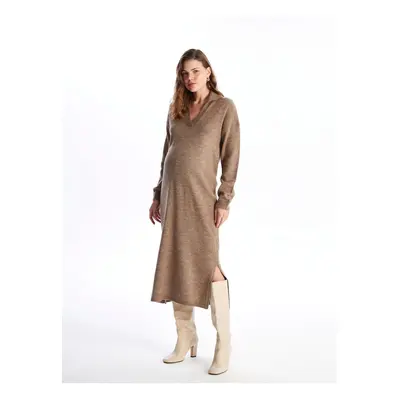 LC Waikiki Polo Neck Plain Long Sleeve Maternity Knitwear Dress