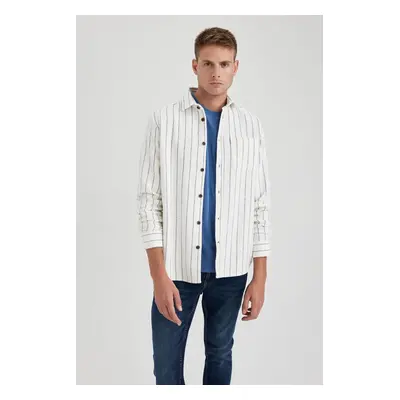 DEFACTO Regular Fit Pocket Detail Striped Lumberjack Long Sleeve Shirt