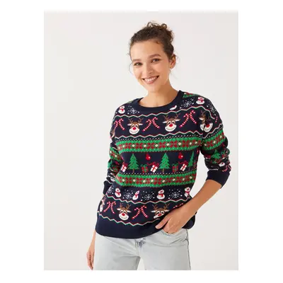 LC Waikiki Crew Neck New Year Themed Long Sleeve Women's Knitwear Sweater