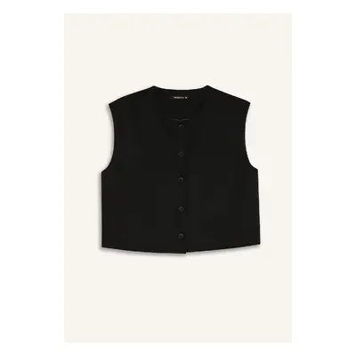 DEFACTO Basic Plain Buttoned Crew Neck Blazer Vest