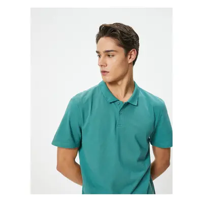 Koton Polo Neck T-Shirt Slim Fit Buttoned Short Sleeve