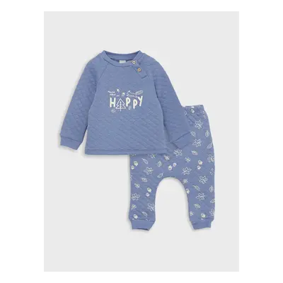 LC Waikiki Crew Neck Long Sleeve Printed Baby Boy Sweatshirt and Trousers 2-Piece Set