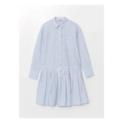 LC Waikiki XSIDE Blue Striped Shirt Collar Striped Women's Dress