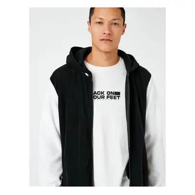 Koton Fleece College Jacket kapucí Zip Barevný blok Kapsa