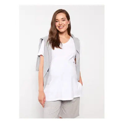 LC Waikiki V-Neck Plain Short Sleeve Cotton Maternity T-Shirt