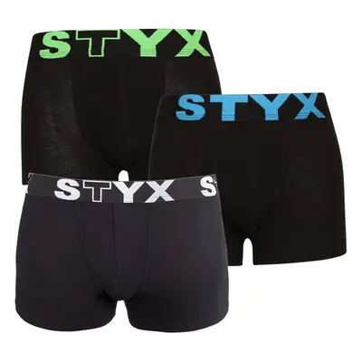 3PACK dětské boxerky Styx sportovní guma černé