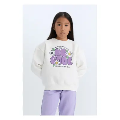 DEFACTO Girl Relax Fit Crew Neck Printed Sweatshirt