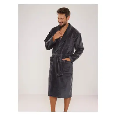 Men's bathrobe De Lafense M-2XL grey