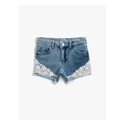 Koton Embroidered Denim Shorts Cotton