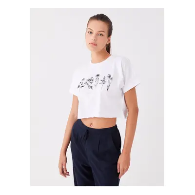 LC Waikiki Crew Neck Printed Short Sleeve Women's Crop