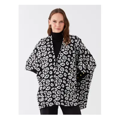 LC Waikiki Shawl Collar Patterned Oversize Women's Knitwear Poncho