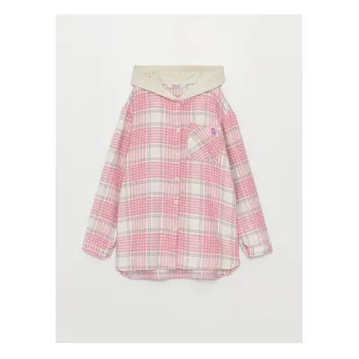 LC Waikiki Girls Hooded Plaid Long Sleeve Shirt Jacket