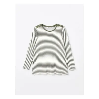 LC Waikiki LCW Grace Khaki Striped Crew Neck Striped Women's T-Shirt