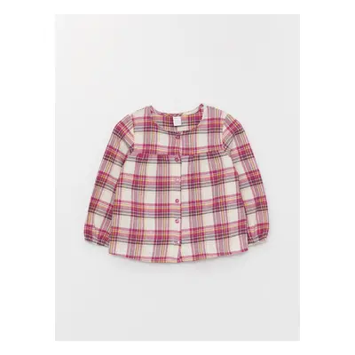 LC Waikiki Crew Neck Long Sleeve Plaid Baby Girl Shirt